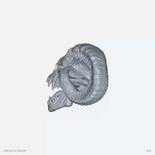 Horned Ram Skull Dark Fantasy - STL - Model thumbnail 3