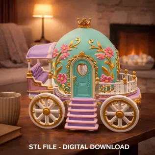 Royal Fantasy Egg Carriage - STL File 3D Printable - Model thumbnail 2