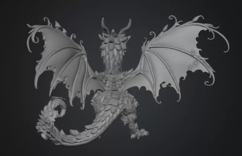 Sunflower Meadow Dragon STL File for 3D Print - Model preview 13
