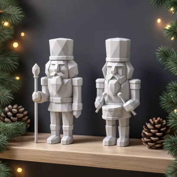 Nutcracker Figure Set | Low Poly 2 pcs Soldiers | Christmas - Model preview 5