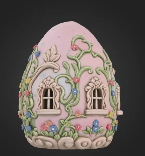 Fantasy Egg Cottage House – STL File 3D Printable - Model preview 5