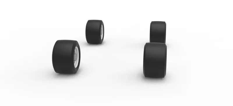 Wheel Set of Vintage Asphalt Modified stock car Scale 1:25 - Model preview 3