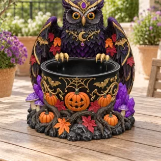 Mystic Halloween Owl Bowl STL File for 3D Print - Model thumbnail 2