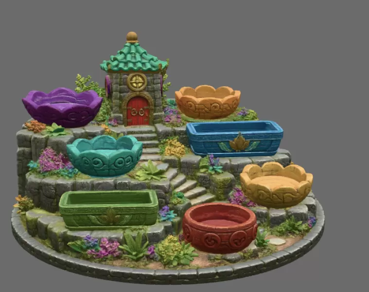 Fantasy Village Jewelry Organizer STL File for 3D Print - Model preview 8