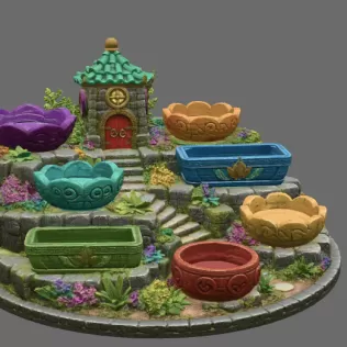 Fantasy Village Jewelry Organizer STL File for 3D Print - Model thumbnail 8