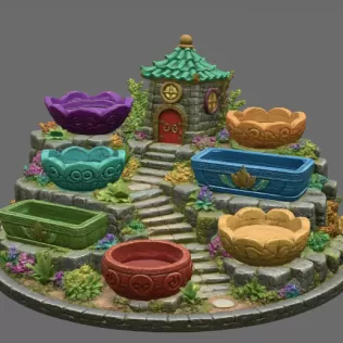 Fantasy Village Jewelry Organizer STL File for 3D Print - Model thumbnail 7