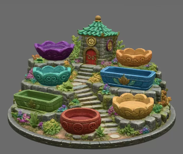 Fantasy Village Jewelry Organizer STL File for 3D Print - Model preview 7
