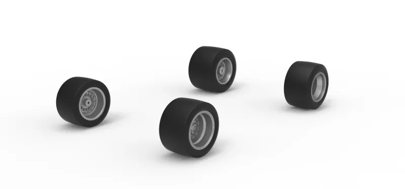 Wheel set of Asphalt Supermodified stock car V3 Scale 1:25 - Model preview 2