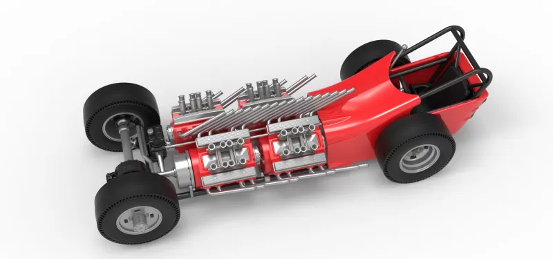 Vintage AWD Dragster Version 2 Scale 1:25 - Model preview 4