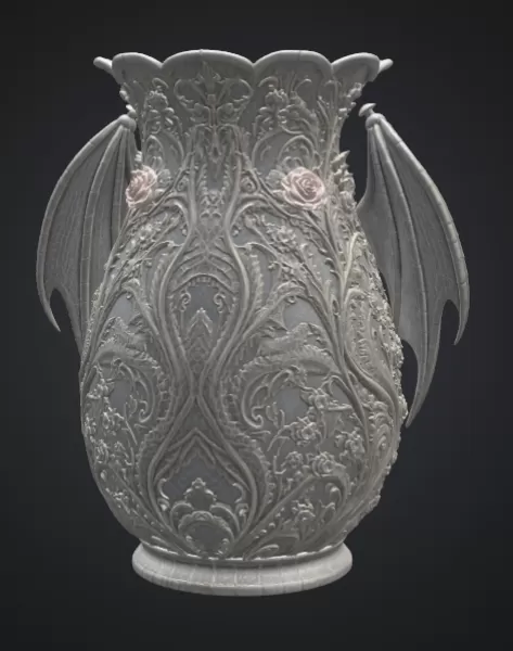 Emerald Rose Dragon Vase STL for 3D Print - Model preview 12