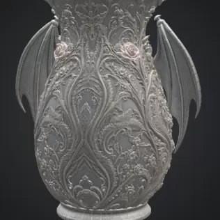 Emerald Rose Dragon Vase STL for 3D Print - Model thumbnail 12