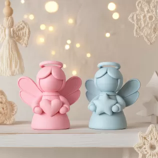 Cute Christmas Angel Figure Set | 2 pcs Guardian Angels | Heart - Model thumbnail 7