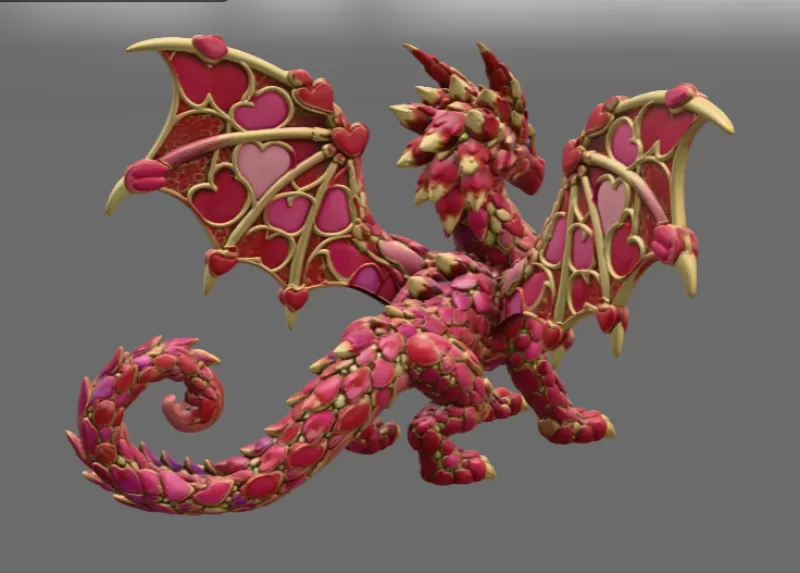 Heartwing Dragon STL File for 3D Print - Model preview 8