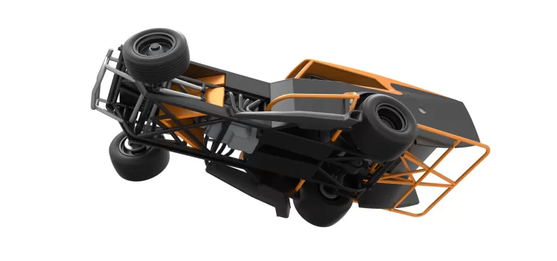 Vintage Dirt Modified stock car Version 5 while turning 1:25 - Model preview 3