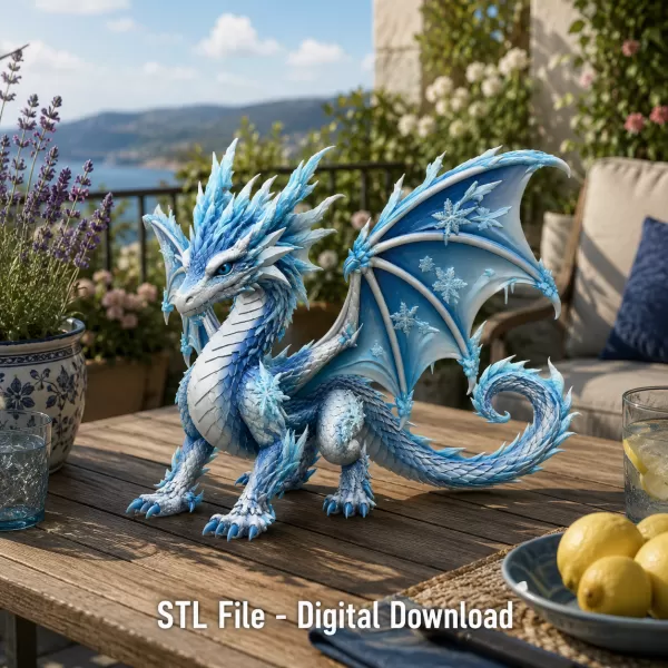 Winter Frost Dragon STL File for 3D Print - Model preview 2