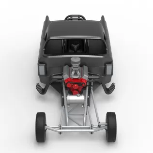 Front engine old school dragster with shell V12 Scale 1:25 - Model thumbnail 8