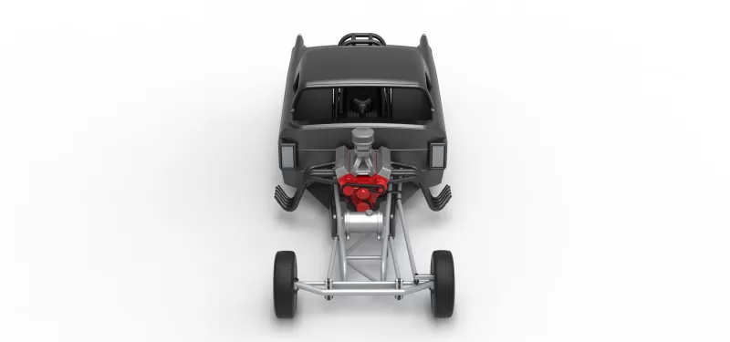 Front engine old school dragster with shell V12 Scale 1:25 - Model preview 8