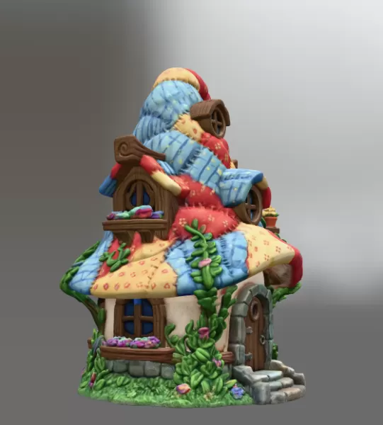 Patchwork Wizard Cottage STL File 3D Print - Model preview 6