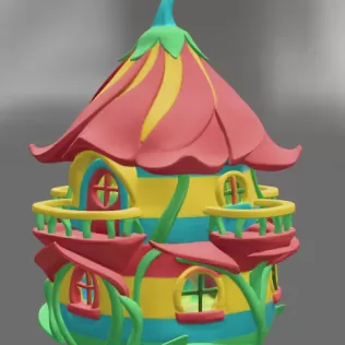 Colorful Fantasy Fairy House - STL File 3D Printable - Model thumbnail 5