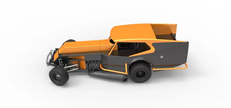 Vintage Dirt Modified stock car Version 5 while turning 1:25 - Model preview 10