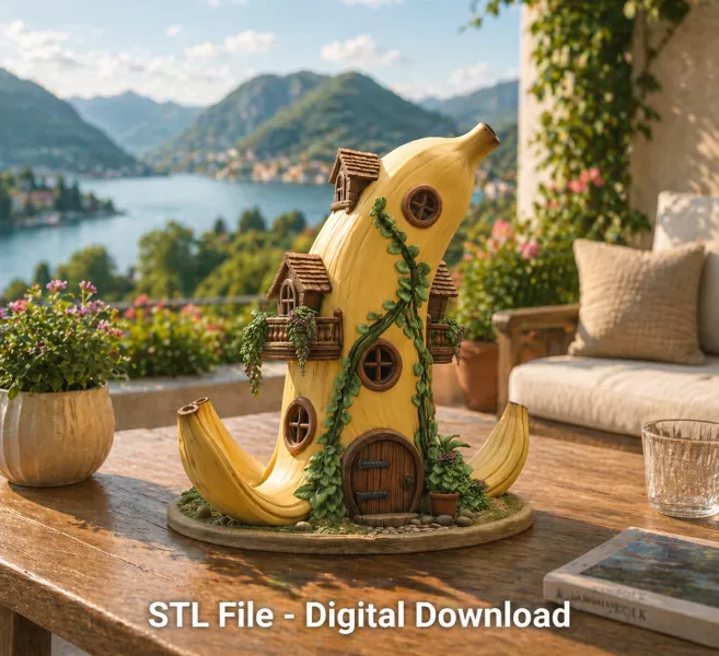 Banana Fantasy House STL File for 3D Printing - Model preview 2