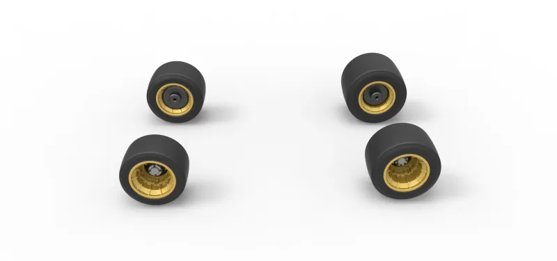 Wheel set of Vintage Asphalt Supermodified stock car 1:25 - Model preview 5