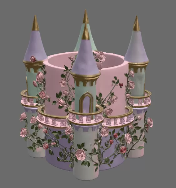 Rose Princess Castle Planter STL File for 3D Print - Model preview 10