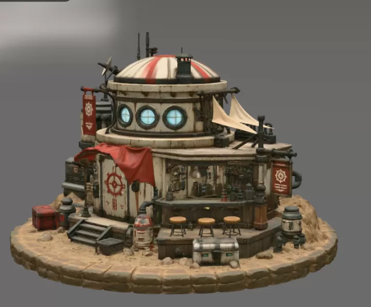 🚀 Desert Outpost Cantina STL File for 3D Print - Model preview 8