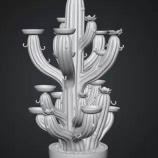 Blooming Cactus Jewelry Organizer STL File for 3D Print - Model thumbnail 13