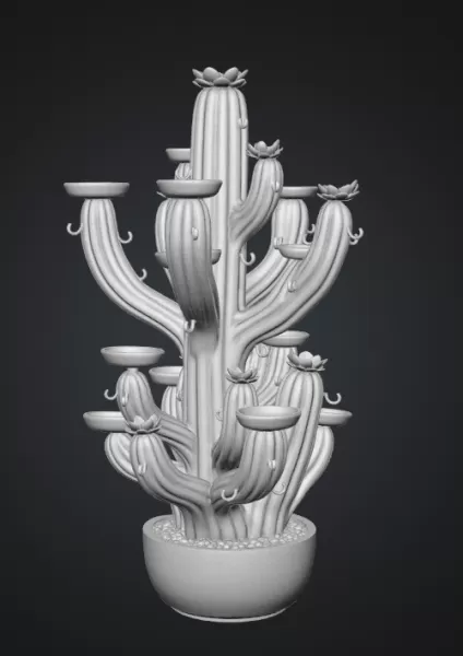 Blooming Cactus Jewelry Organizer STL File for 3D Print - Model preview 13