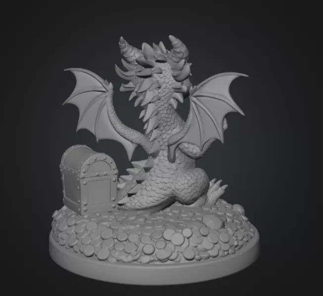 Treasure Guardian Dragon STL File 3D Print - Model preview 7