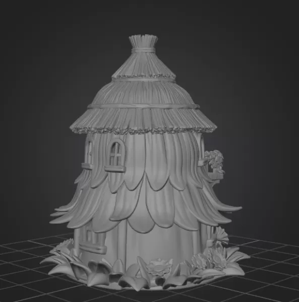 Fantasy Straw Cottage – STL File 3D Printable Fairy House - Model preview 10