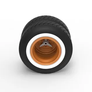 Wheel of Vintage Dirt race car V8 Scale 1:25 - Model thumbnail 6
