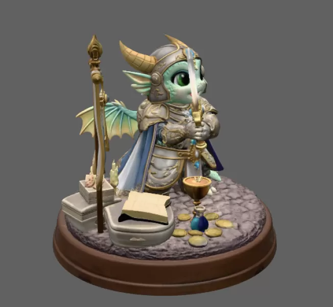 Holy Knight Dragon STL File for 3D print - Model preview 8