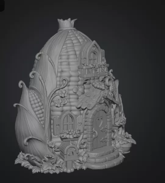 Corn Cottage STL File for 3D Print - Model preview 12