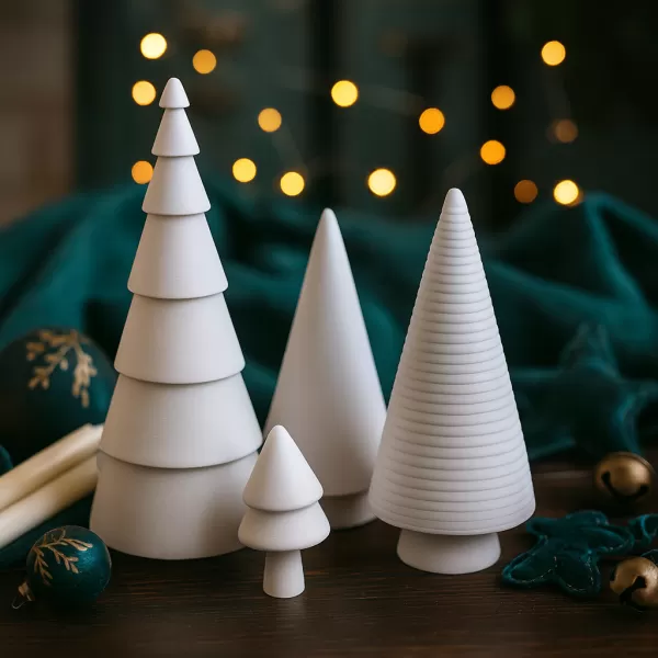 Minimal Christmas Tree Decor Set | 4 pcs Modern Holiday Trees - Model preview 7