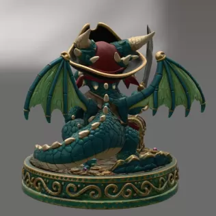 Cute Treasure Hunter Dragon STL File for 3D Printing - Model thumbnail 5