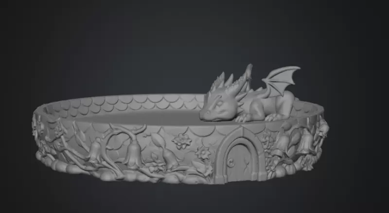Sleeping Baby Dragon Tray STL File for 3D Print - Model preview 14