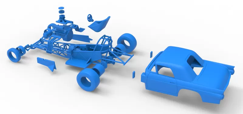 Front engine old school dragster with shell V12 Scale 1:25 - Model preview 24