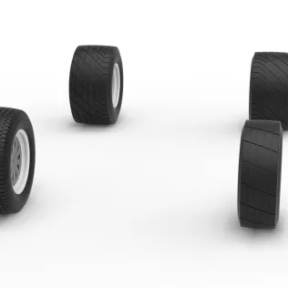Wheel Set of Vintage Dirt Modified stock car Scale 1:25 - Model thumbnail 3