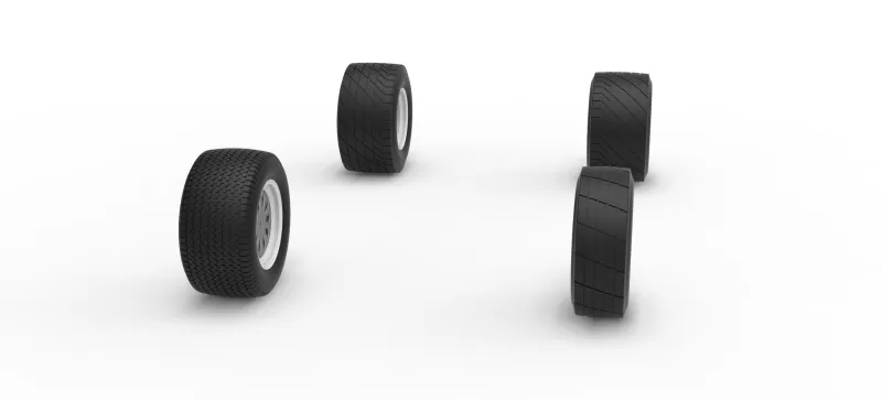 Wheel Set of Vintage Dirt Modified stock car Scale 1:25 - Model preview 3