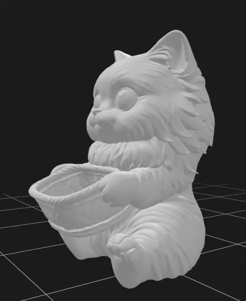 Persian Cat Holding a Gift Basket - Model preview 3