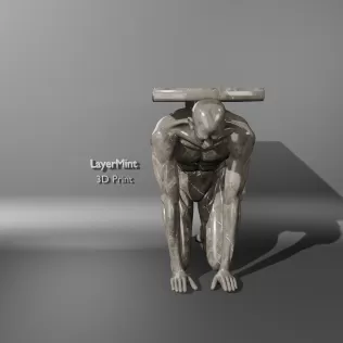Atlas Kneeling Man Sculpture - Model thumbnail 4