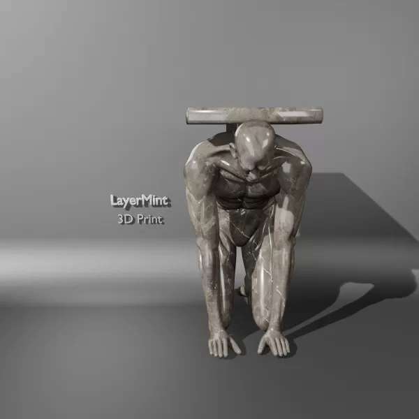 Atlas Kneeling Man Sculpture - Model preview 4