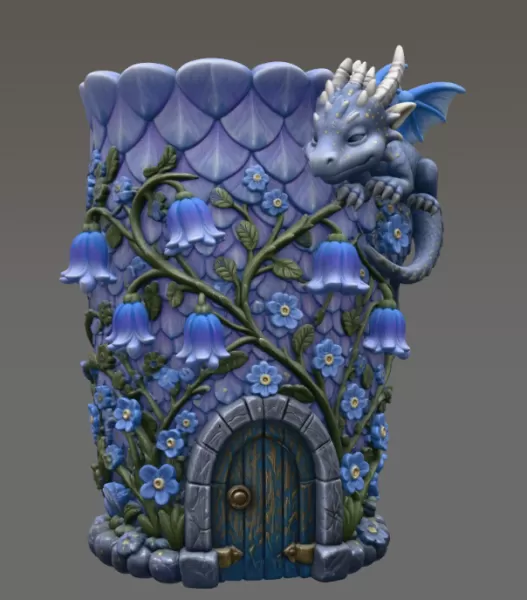 Enchanted Dragon Flower Tower Vase - Model preview 11