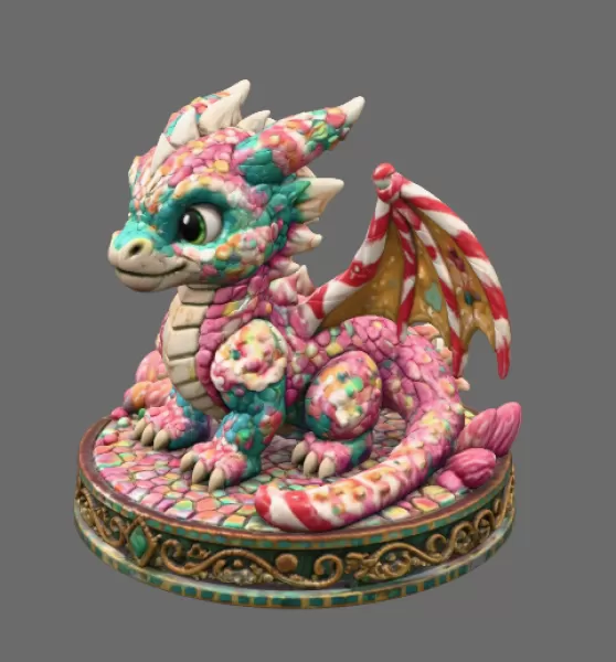 Candy Kingdom Baby Dragon STL File for 3D Print - Model preview 4