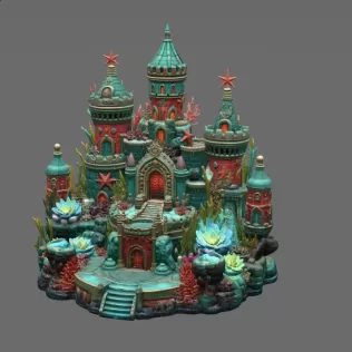 Coral Kingdom Fantasy Castle STL File for 3D Print - Model thumbnail 7