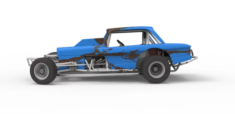 Vintage Dirt Modified stock car V10 while turning Scale 1:25 - Model preview 9