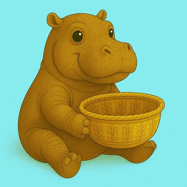 Hippo Holding Gift Basket - Model preview 1