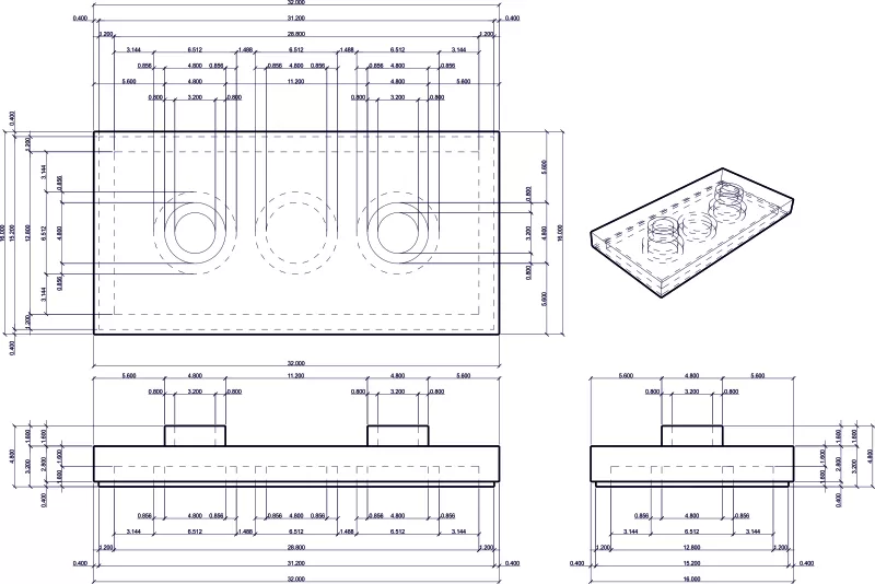 LEGO Jumper Plate 2X4 with 2 Knobs - Model preview 4